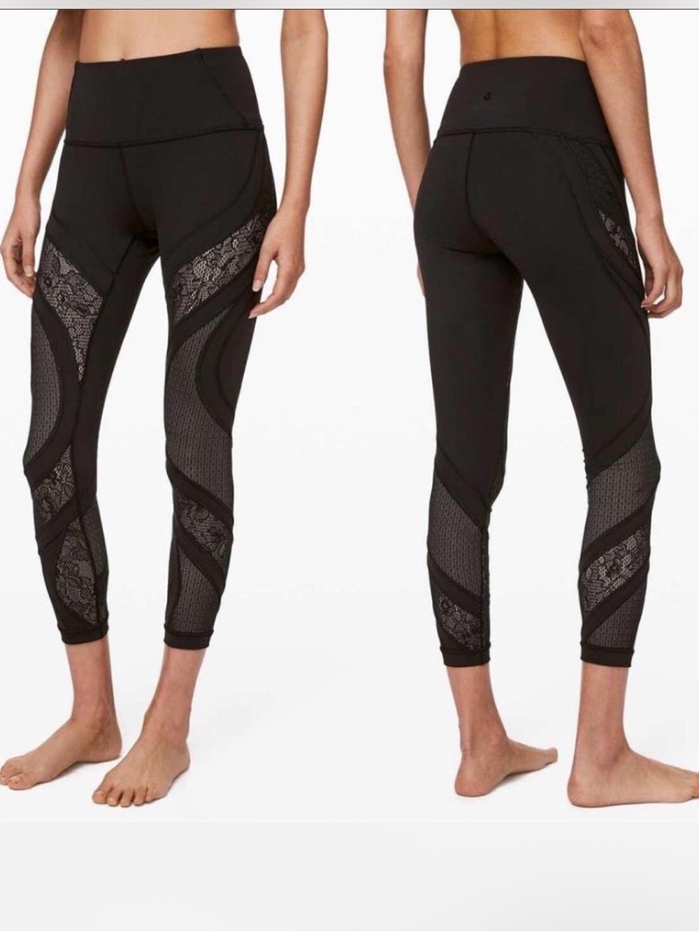 lululemon athletica wunder under black cut outs leggings 25 inch size 4